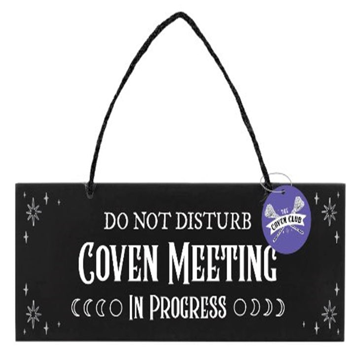 Coven Meeting in Progress Hanging MDF Sign 
H:7 x W:20 x D:0.08 cm - Set the mood for spell work or sacred gatherings with this Do Not Disturb - Coven Meeting in Progress hanging sign, accented by mystical moon phases and star details. A must-have for any witchy space, it s ideal for altars, reading nooks, or anywhere a little magical privacy is needed.
SKU: SDCL43926