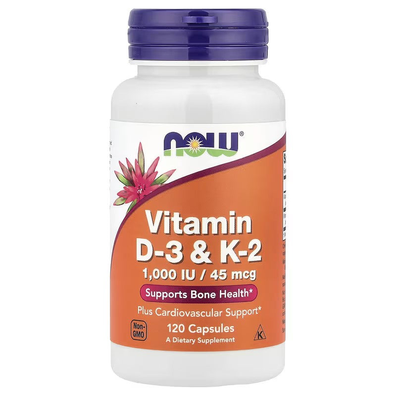 NOW Foods Vitamin D-3 & K-2 120 Veg Capsules