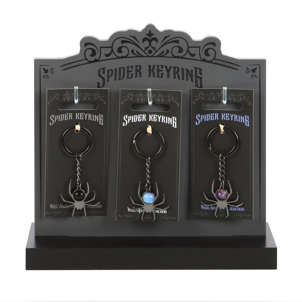 Metal and Crystal Spider Keyrings