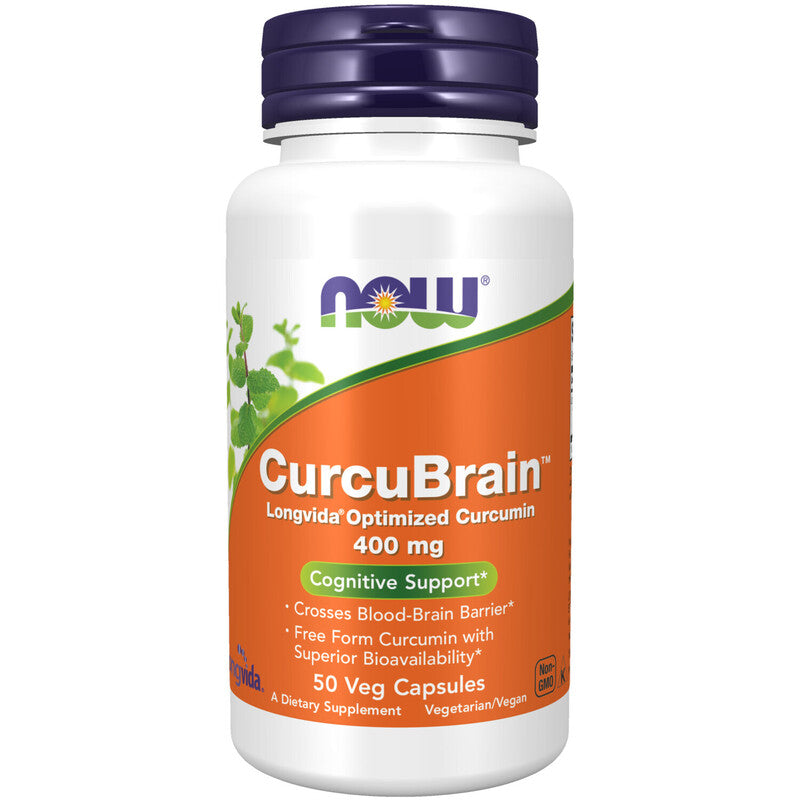NOW Foods CurcuBrain, LONGVIDA 400mg 50 Veg Capsules