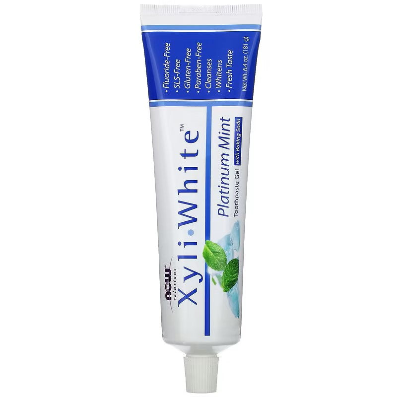 NOW Foods XyliWhite Platinum Mint Toothpaste Gel with Baking Soda 181g