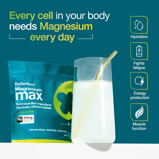 Better You Magnesium Max 3-in-1 Lemon & Lime Powder 135g