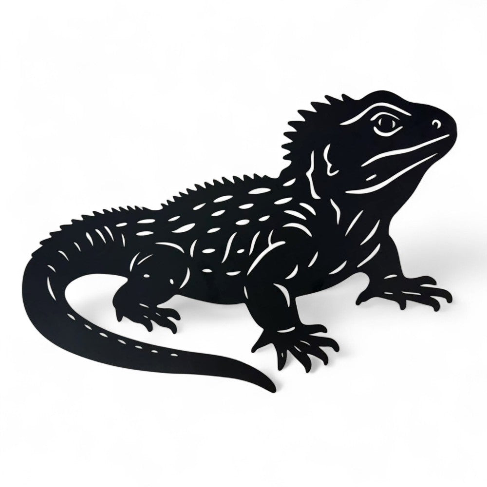 Wall Art - Steel - NZ Tuatara
L:60 cm - The tuatara is a rare reptile found only in Aotearoa (New Zealand). A true "living fossil", it has existed since the time of the dinosaurs. Recognisable by its spiny back, the tuatara is a taonga (treasure) and symbol of our unique native wildlife. This Tuatara is made from steel coated in a black paint finish. Suitable for indoor and outdoor use.
SKU: GKWA17
