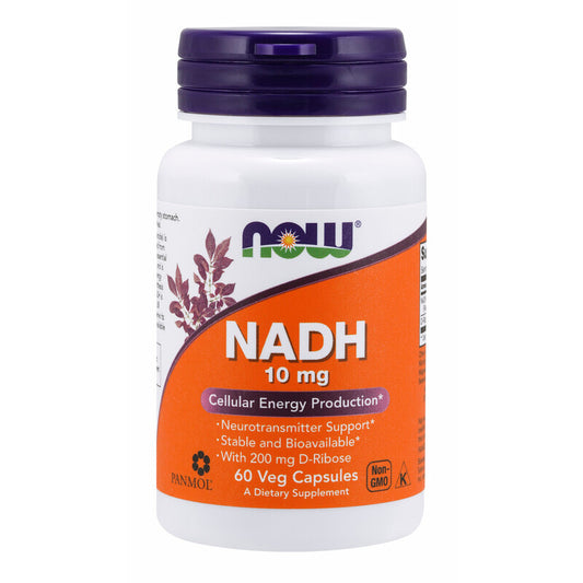 NOW Foods NADH 10mg 60 Veg Capsules What is NADH?  NADH (Reduced Nicotinamide Adenine Dinucleotide) is a coenzyme found in all living cells that is derived from Vitamin B-3, also known as Niacin. NADH is an essential cofactor for hundreds of biochemical reactions and is used extensively in the production of cellular energy (ATP). NADH also plays a notable role in the synthesis of neurotransmitters in the brain.