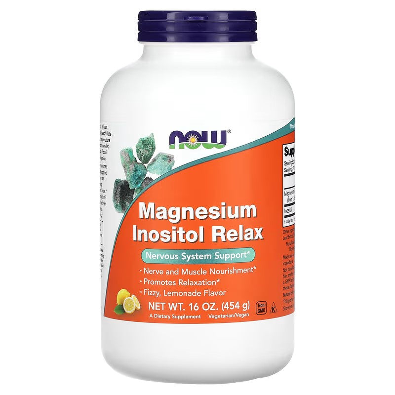 NOW Foods Magnesium Inositol Relax Powder, Fizzy Lemonade Flavour, 454g