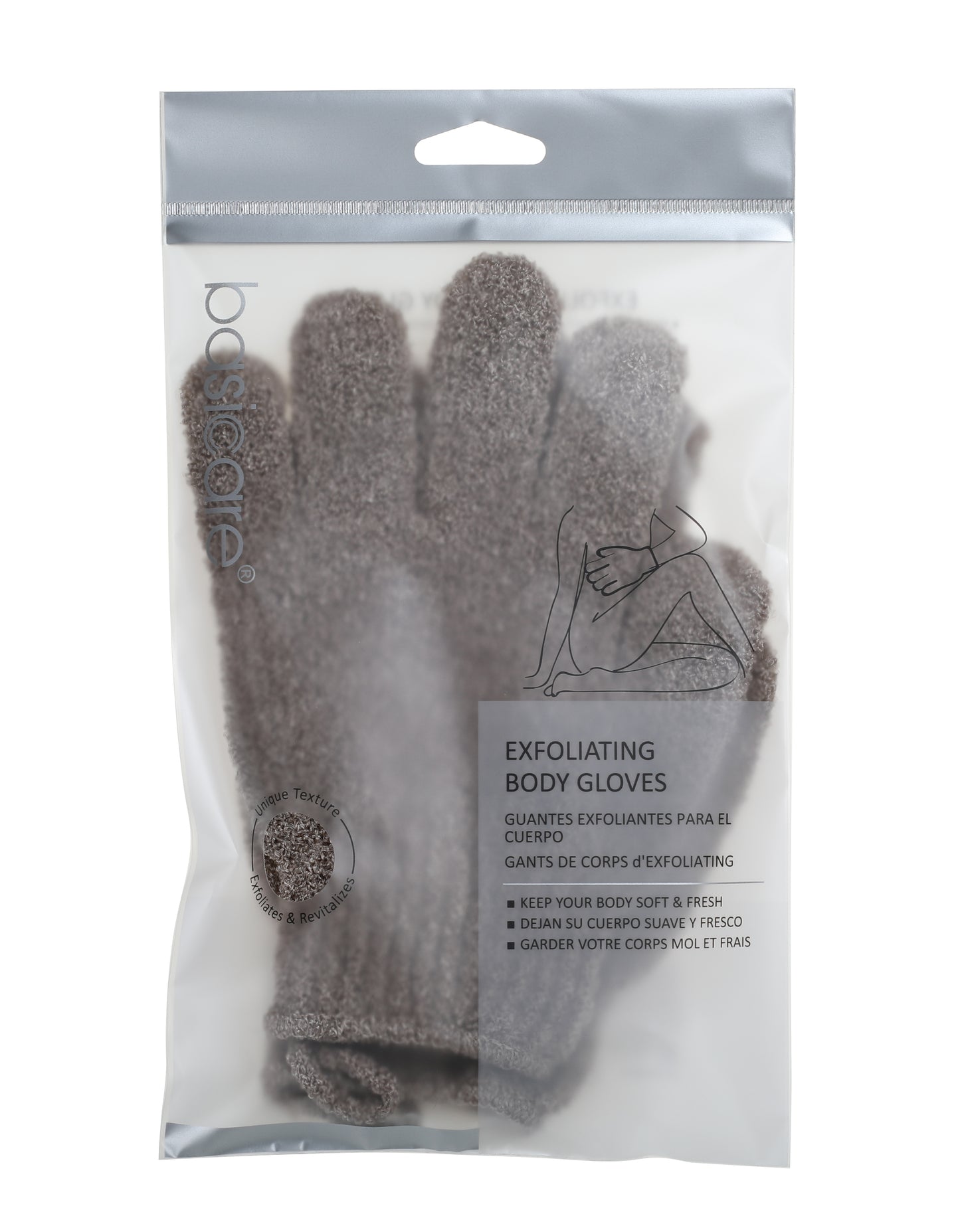 Basicare Exfoliating Gloves - Brown Nylon