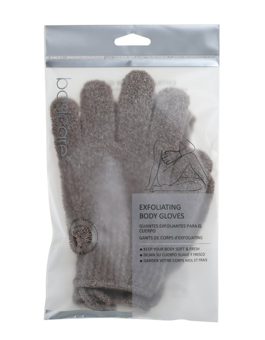 Basicare Exfoliating Gloves - Brown Nylon