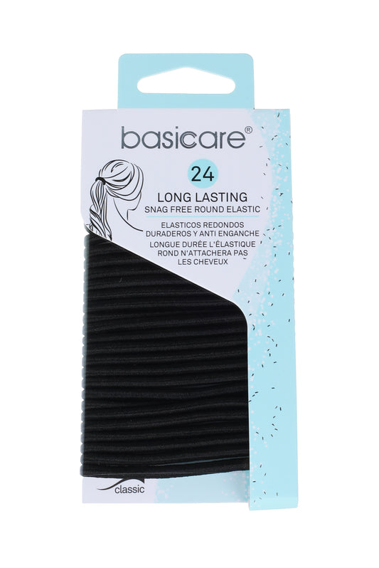 Basicare Elastic Hair Bands Black 4mm 24 Pack
