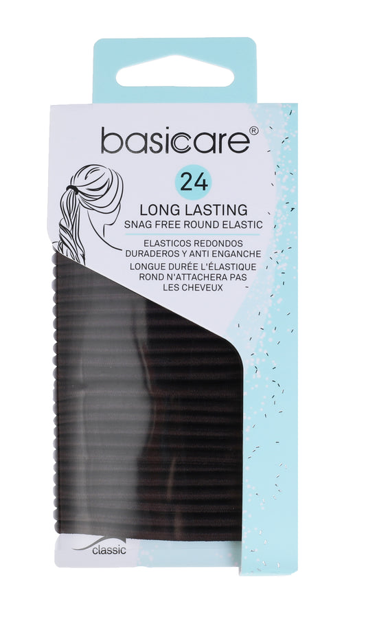 Basicare Elastic Hair Bands Brown 4mm 24 Pack