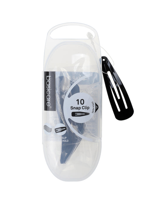 Basicare Snap Clips Black 4.8cm 10 Pack