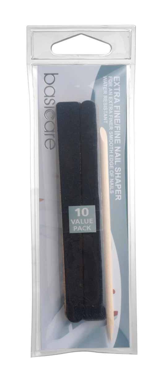 Basicare Nail Shaper Extra Fine 11.5cm 10 Pack