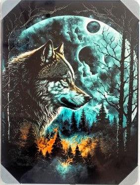 Framed PVC Pop Art Wolf Moon 30x40cm