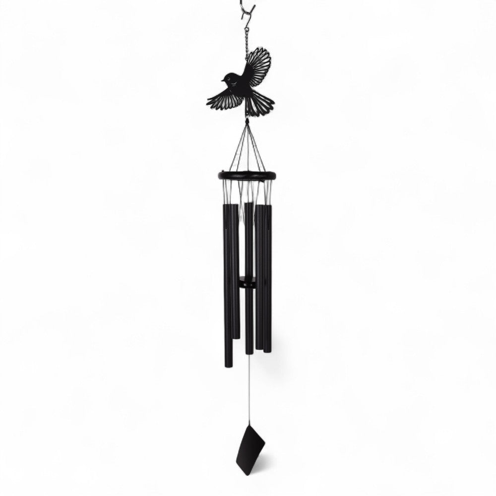 Fantail Wind Chime 40" Black
A cheerful native bird known for its fanned tail and lively flight. In Maori culture, the Piwakawaka (Fantail) is a messenger and sometimes a guardian spirit. Its playful presence brings charm and life to our forests and gardens. Suitable for indoor and outdoor use.
SKU: GKWC13