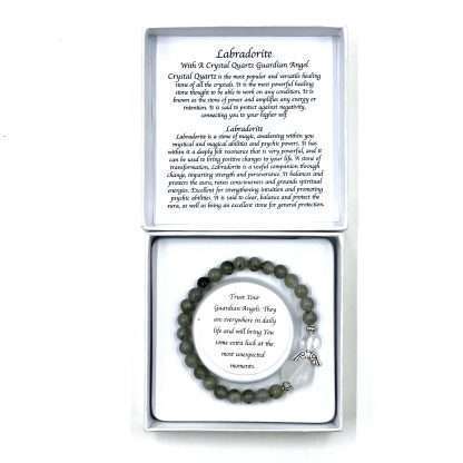 Labradorite Crystal Heart Guardian Angel Bracelet