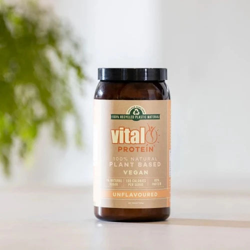 Vital Plant Protein Unflavoured 1st Stop, Marshall's Health Shop! If you’re looking for a protein supplement to help your body function at its best, you can rely on Vital Protein Powder. It contains over 18 amino acids, matching the profile of whey proteins which is unique for a vegetable protein. The protein is extracted from the highest quality European golden peas. This complete protein digests easily without causing bloating.