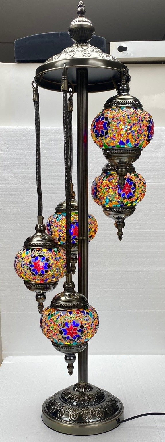 Turkish Mosaic Floor Lamp Multi Colour 5 Tier (P8661)