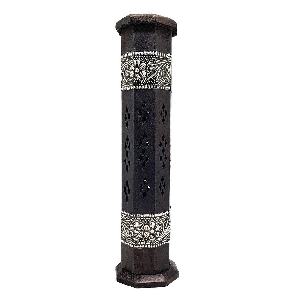 Floral Incense Tower Black 12 inch