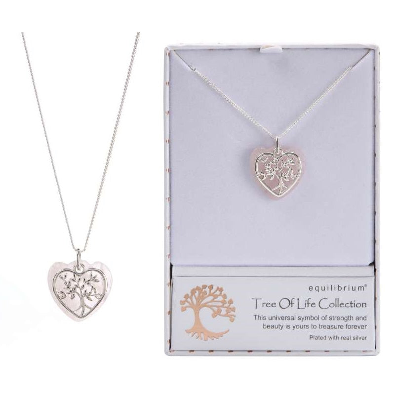 Equilibrium Tree Of Life Rose Quartz Gemstone Necklace