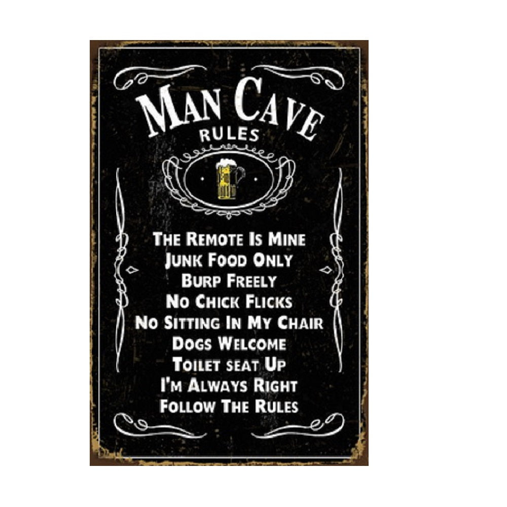 Metal Wall Art Man Cave Rules