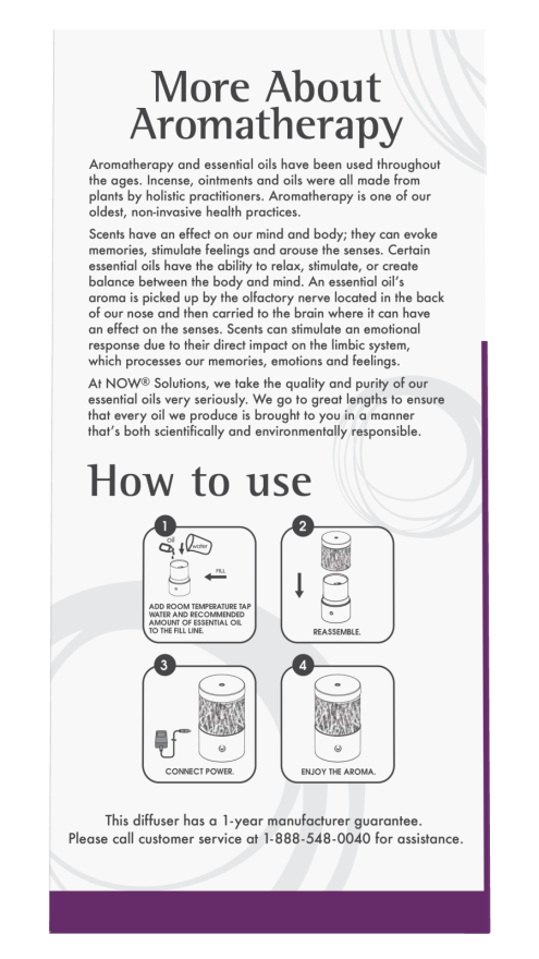 NOW Foods Metal Touch Ultrasonic Oil Diffuser 1st Stop, Marshall's Health Shop! NOW® Solutions new Metal Touch Ultrasonic Diffuser is a sleek and contemporary diffuser that complements almost any décor and makes a healthy alternative to scented candles and aerosol air fresheners.