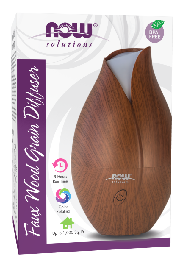 NOW Foods Ultrasonic Faux Wood Grain Essential Oil Diffuser
