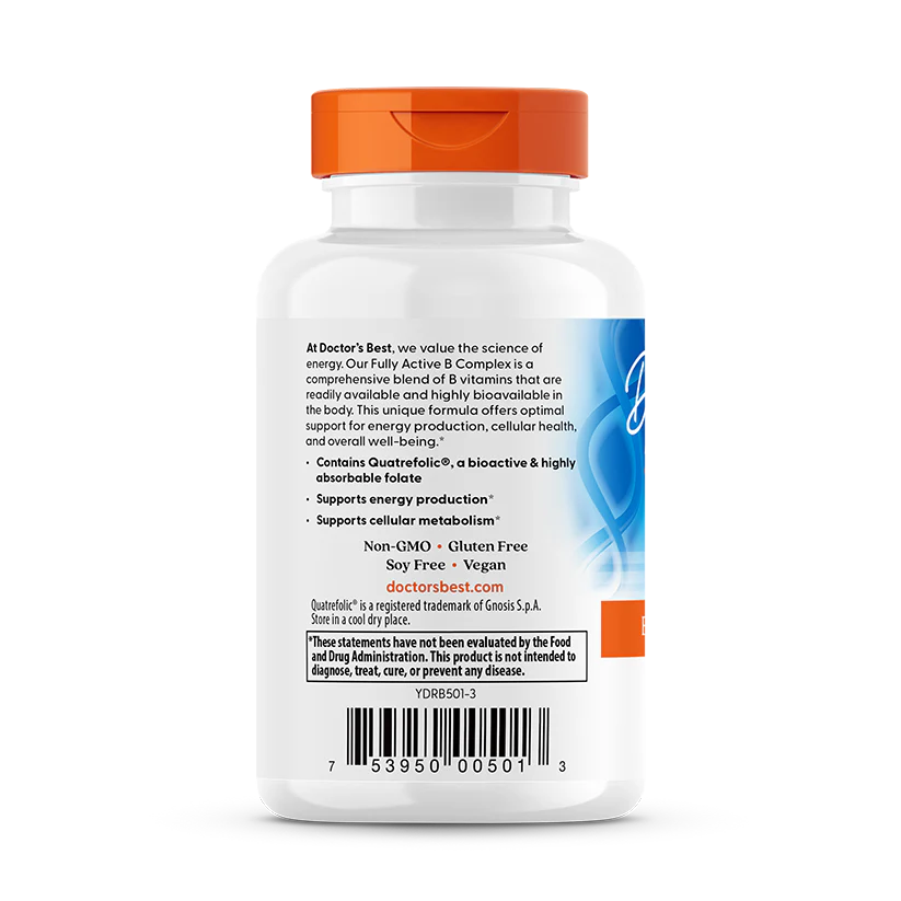 Doctor's Best Fully Active B Complex with Quatrefolic, 60 Veggie Caps