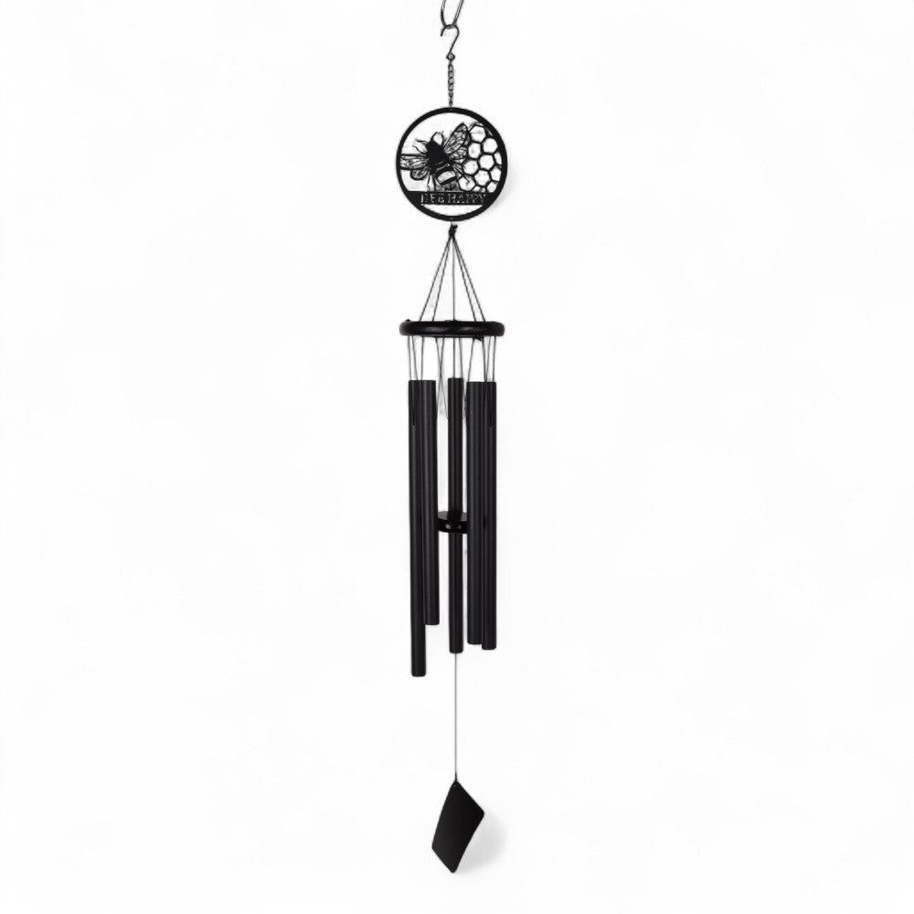 Bee Wind Chime 40" Black 
Bee Happy and enjoy this Windchime coated in a black paint finish. Suitable for indoor and outdoor use.
SKU: GKWC07