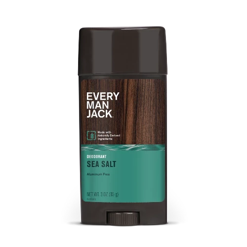 Every Man Jack Deodorant Sea Salt 85g 1st Stop, Marshall's Health Shop! On the list of freshest all-time scents, Sea Salt tops the charts. Sea Minerals and zesty Citrus combine to wake you up like a blast of morning ocean mist. Stink less, feel fresh. Experience the all-day odor protection of our aluminium free deodorant, made with clean ingredients & insanely fresh scents.