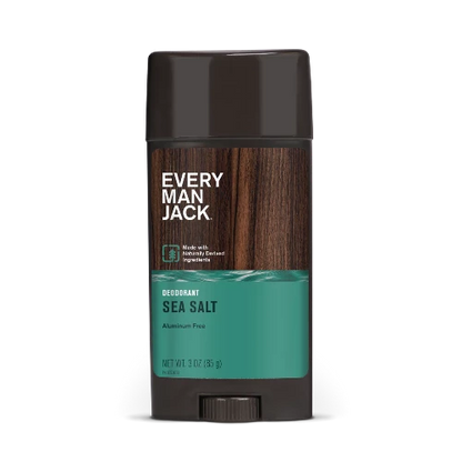 Every Man Jack Deodorant Sea Salt 85g 1st Stop, Marshall's Health Shop!  On the list of freshest all-time scents, Sea Salt tops the charts. Sea Minerals and zesty Citrus combine to wake you up like a blast of morning ocean mist.  Stink less, feel fresh. Experience the all-day odor protection of our aluminium free deodorant, made with clean ingredients & insanely fresh scents.