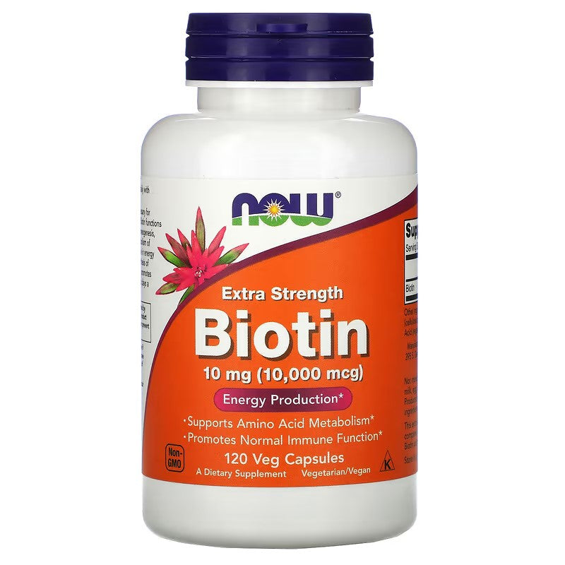 NOW Foods Biotin Extra Strength (10,000 mcg) 10mg 120 Veg Caps