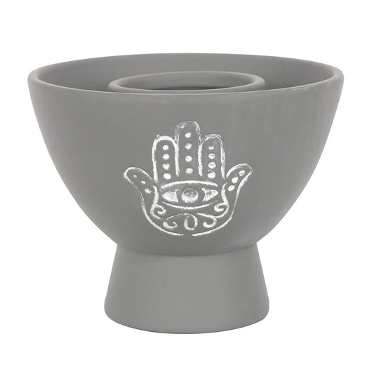 Hamsa Grey Terracotta Smudge Bowl