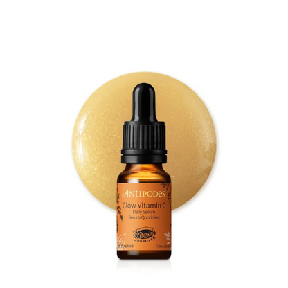 Antipodes Glow Ritual Vitamin C Serum with Plant Hyaluronic Acid  1st Stop, Marshall's Health Shop!  Achieve glowing skin with this light-wear gel serum for a luminous, dewy complexion. Kakadu plum contains up to 100x the Vitamin C of oranges*, helping to boost collagen, illuminate, and protect from free radical damage. The ultra-clean, natural formula offers instant radiance and defends skin against the signs of early aging. It’s your all-day golden hour glow in a bottle.