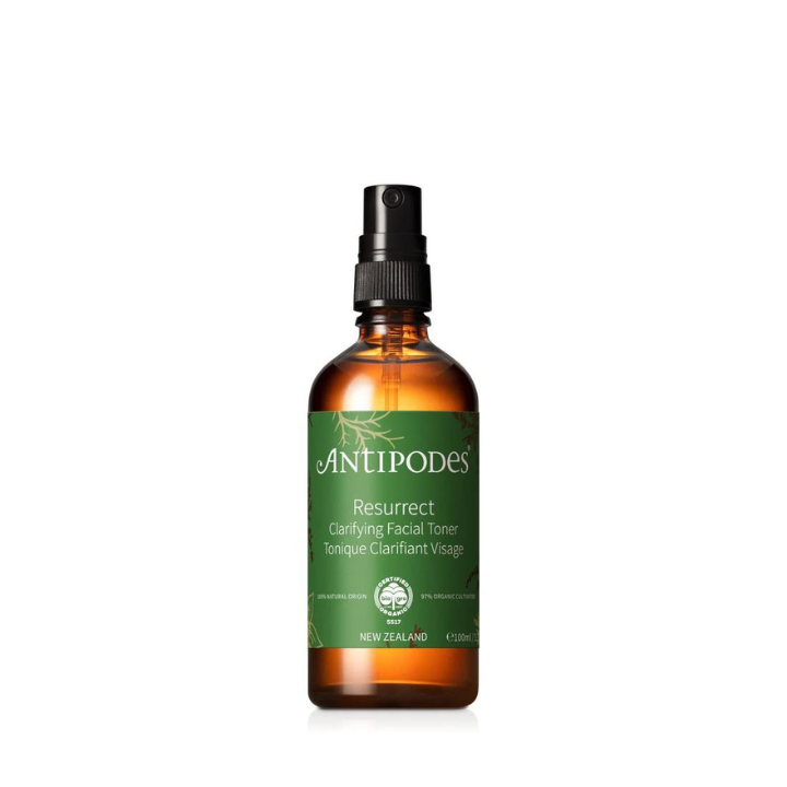 Antipodes Resurrect Clarifying Facial Toner 100ml 1st Stop, Marshall's Health Shop! This active, clarifying toner features sage and witch hazel to help improve the appearance of open pores and blemishes, whilst providing balance to your skin’s surface. Soothing blue chamomile and lavender calm the skin.