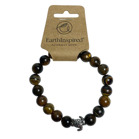 Tigers Eye Turtle 10mm Bead Bracelet