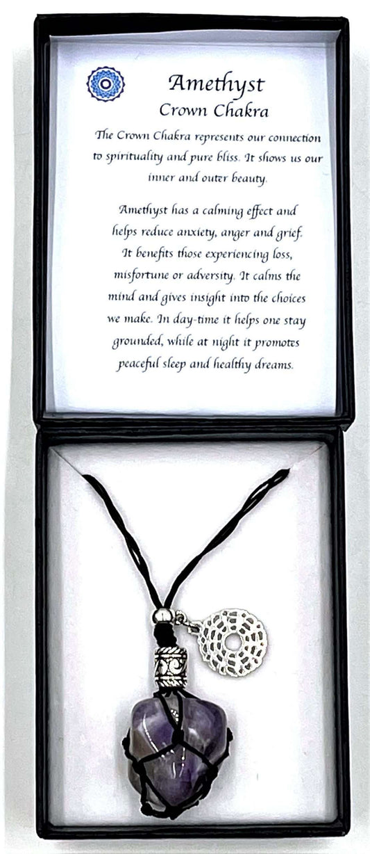 Braided Stone Necklace Amethyst Crown Chakra
The Crown Chakra represents our connection to spiritually and pure bliss. It shows us our inner and outer beauty.
Length 75cm approx.
1st Stop, Marshall's Health Shop, Gift Shop!
SKU: BPAM