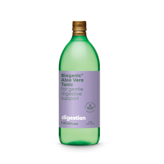 Lifestream Biogenic Aloe Vera Tonic The soothing ingredient for optimal gut health and digestion. You know that feeling after you've eaten when your tummy feels swollen and bloated? And clothes get a little more uncomfortable for awhile?