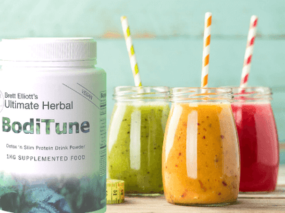 Brett Elliott BodiTune Detox n Slim 500g The Instant Detox & Slim Herbal Super Food Smoothie in a Pot! If you’re looking for a completely natural, herbal, vegan-friendly, additive, and sugar-free, instant super-food protein smoothie, then look no further! 
