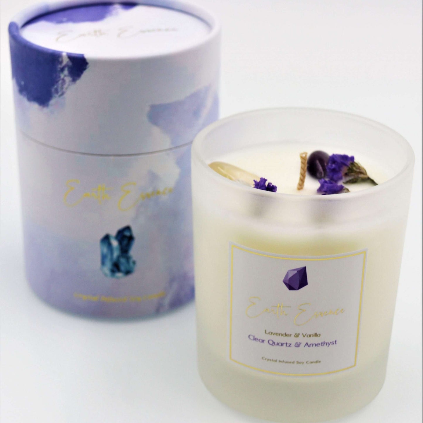 Crystal Soy Wax Candle Lavender Vanilla
