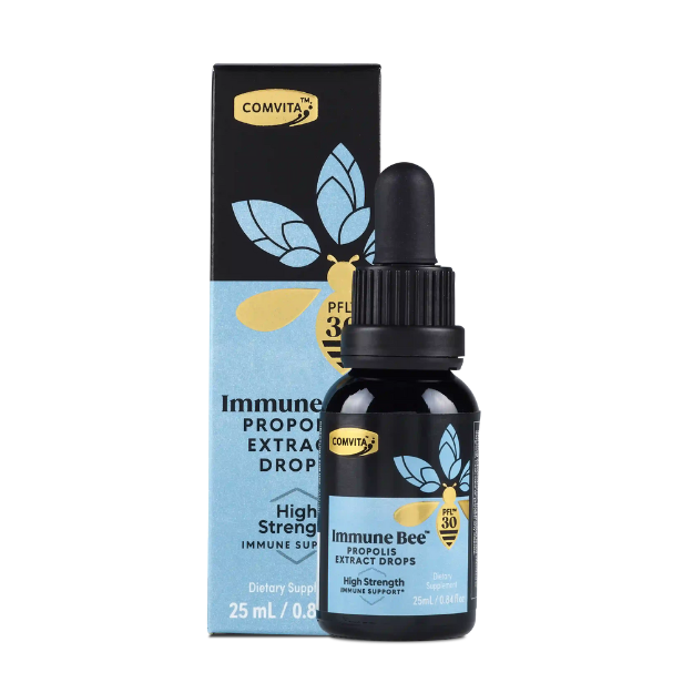 1st Stop, Marshall's Health Shop! Comvita Immune Bee™ Propolis Extract contains the powerful natural immune support of bee propolis in an easy-to-use liquid format. For immune support and Oral Health. Honeybees are clever. They make bee propolis by collecting resin from trees and combining it with beeswax and enzymes to seal and protect the hive.