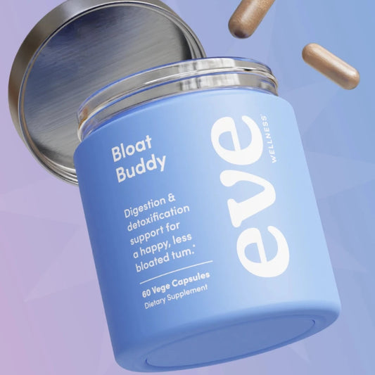 Bloated? I've got you.   Bloat Buddy offers flattering digestive support for a happier, less bloated tum. Contains a powerful clinically-researched combo of Globe Artichoke, Ginger & GutGard® Liquorice Root.   Our plant-based formula has your butt if you're looking for support with bloating, water retention, uncomfortable fullness, gas, staying regular, IBS and much more. If you’re part of Gen-B(loat) this is your sign to find yourself a Bloat Buddy. 