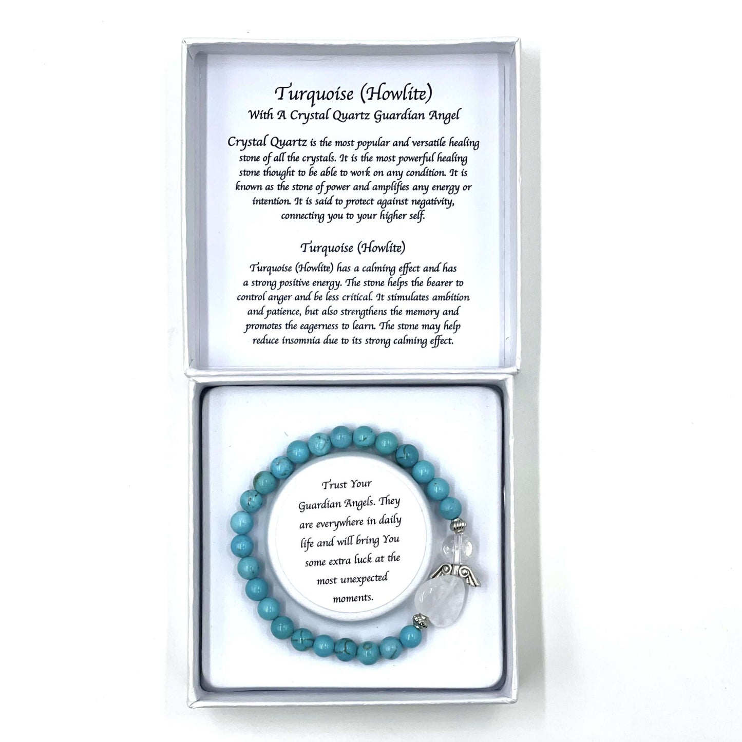 Turquoise Crystal Heart Guardian Angel Bracelet