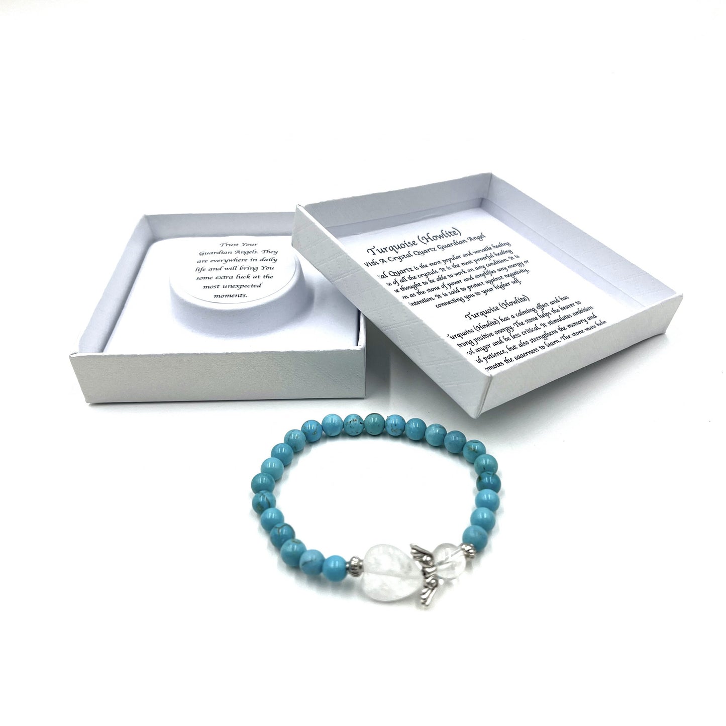 Turquoise Crystal Heart Guardian Angel Bracelet