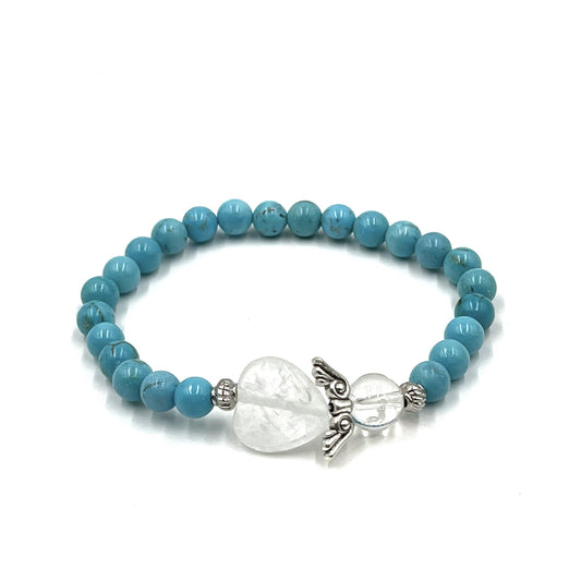 Turquoise Crystal Heart Guardian Angel Bracelet