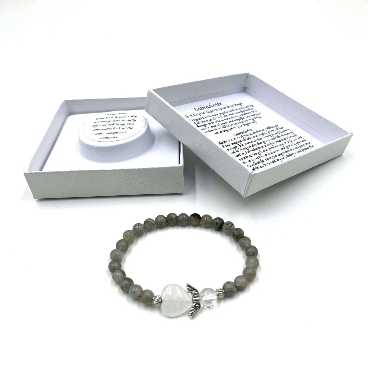 Labradorite Crystal Heart Guardian Angel Bracelet