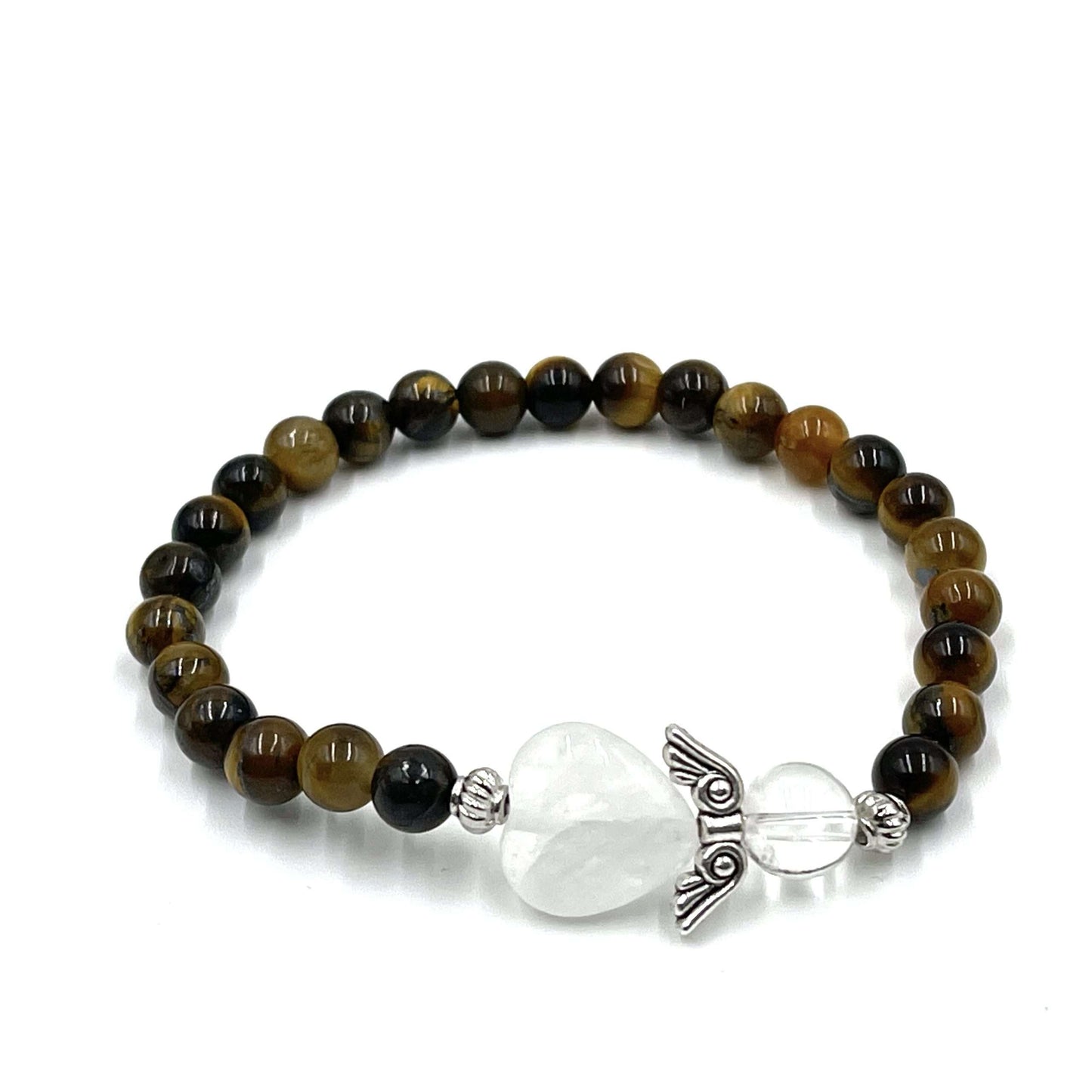 Tiger Eye Crystal Heart Guardian Angel Bracelet