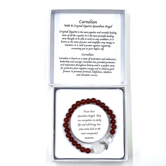 Carnelian Crystal Heart Guardian Angel Bracelet - GAB5