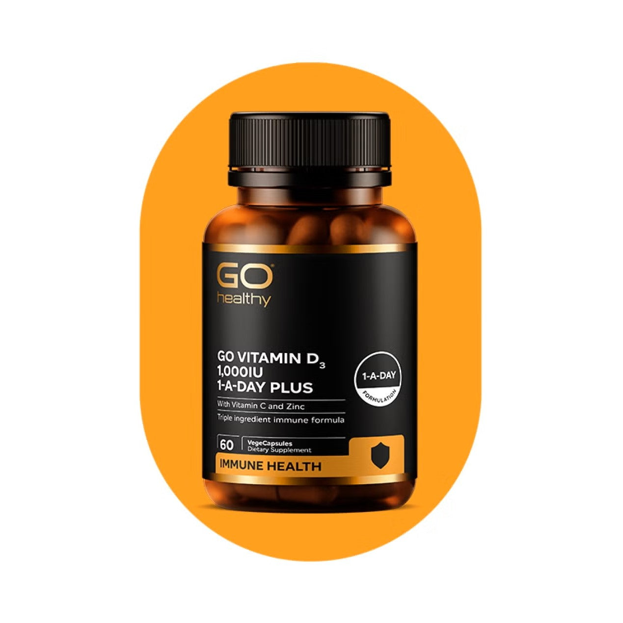GO Vitamin D3 1,000IU 1-A-DAY Plus with Vitamin C & Zinc 60 VegeCaps