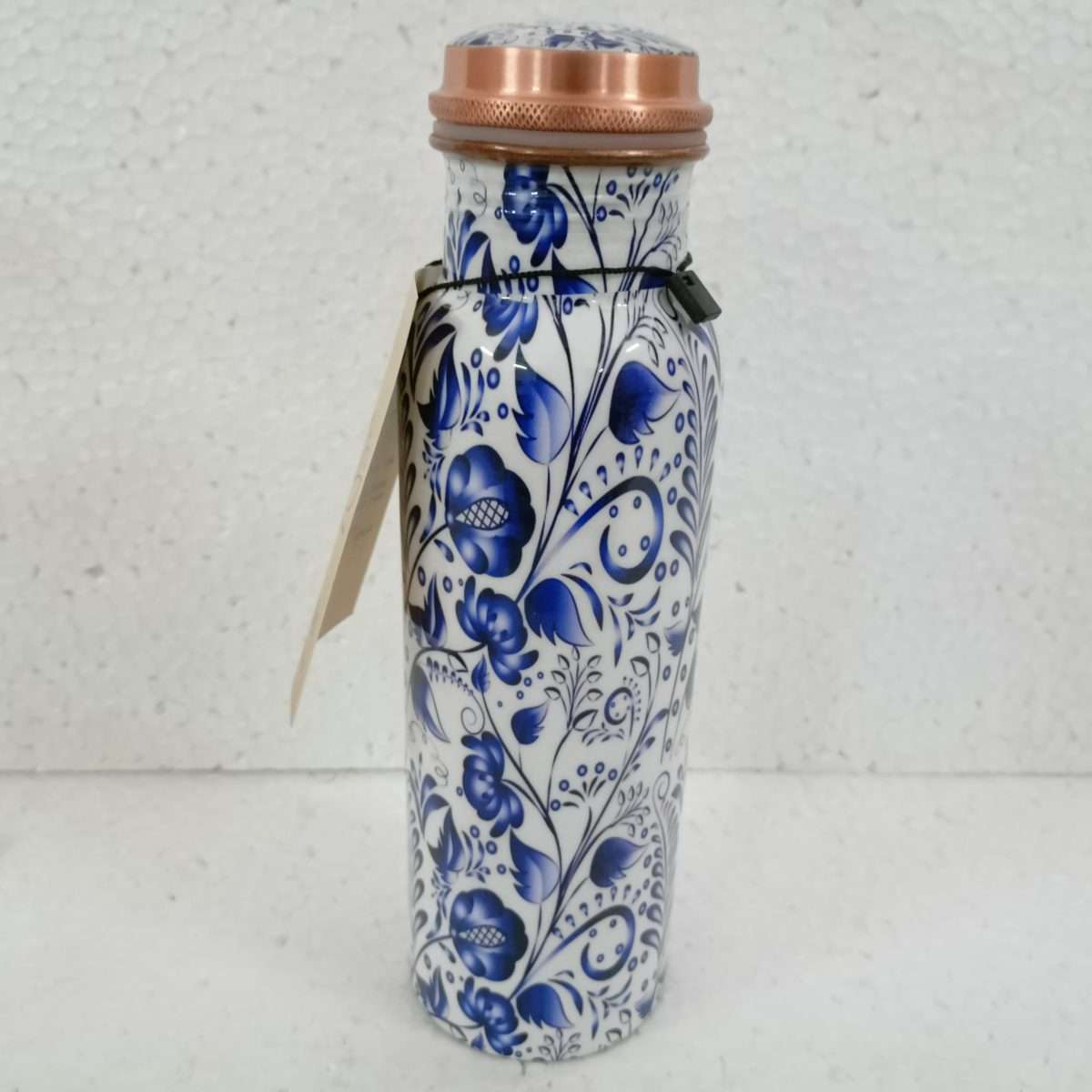 Ayurveda Copper Blue Floral Bottle 750ml