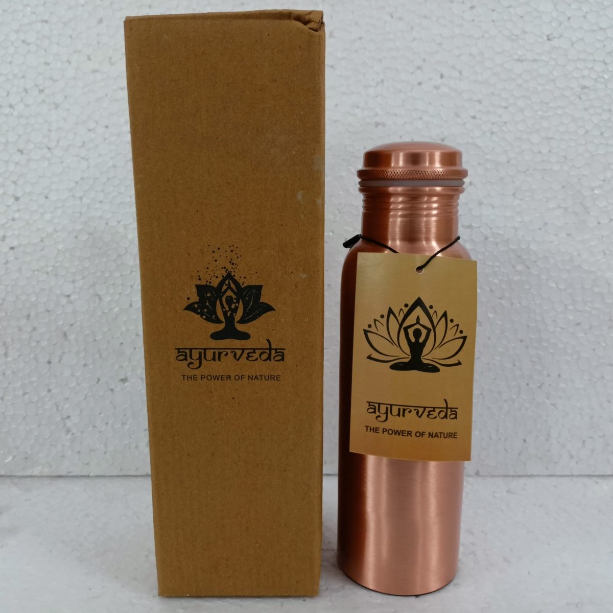 Ayurveda Copper Water Bottle 750ml CW3 A gorgeous handcrafted bottle made out of pure copper that will purify & alkalise water to promote health and wellbeing.