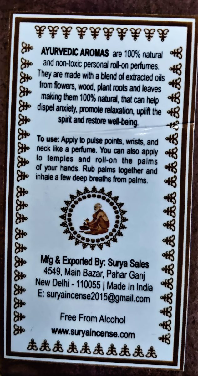 Ayurvedic Perfume Oil 10ml Sandalwood